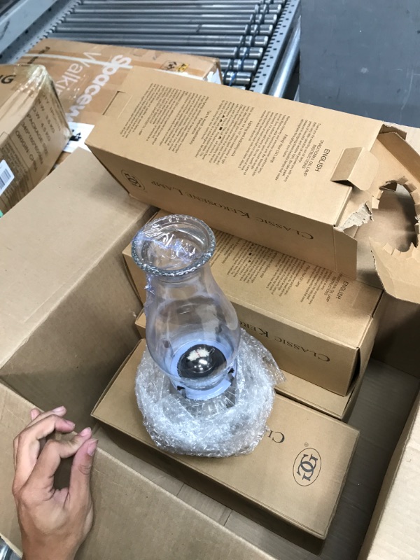 Photo 2 of 4 Pieces Clear Glass Kerosene Lamps for Indoor Use Large Chamber Oil Lamp Vintage Decorative Hurricane Lamp Rustic Oil Lantern with Adjustable Fire Wick for Emergency Lighting Decor, 13 Inches Height