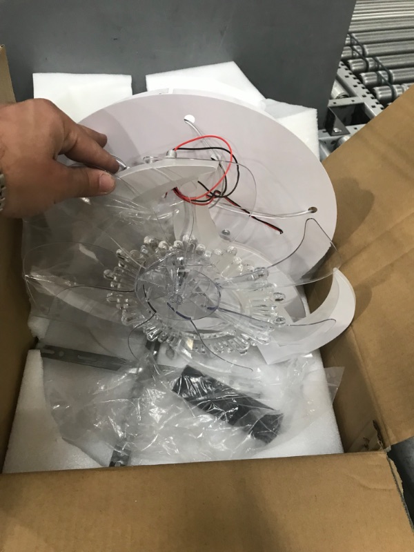 Photo 1 of *PARTS ONLY* Bevenus Low Profile Ceiling Fan with Lights,110v Modern Dimmable Flower Shape Ceiling Light Fan With remote control/app control ,Timing 3 Gear Speeds Fan Ceiling Lamp. White