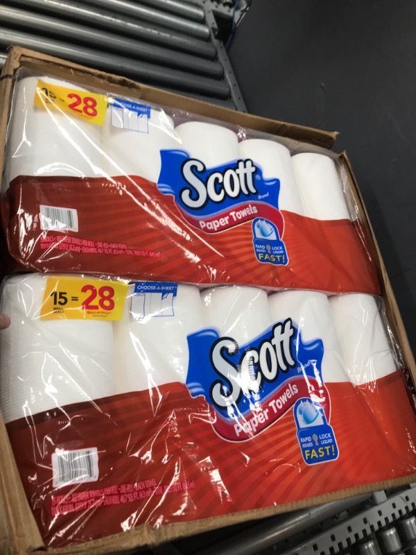 Photo 2 of 2 pack Scott Choose-A-Sheet Mega Roll Paper Towels, 7 5/16 x 11, 1-Ply, White, 102 Sheets/Roll, 15 Rolls/Carton
