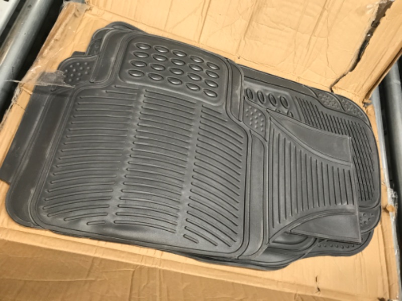 Photo 2 of BDK Original ProLiner 3 Piece Heavy Duty Front & Rear Rubber Floor Mats for Car SUV Van & Truck, Gray - All Weather Floor Protection with Universal Fit Design Gray 3PC Front & Rear