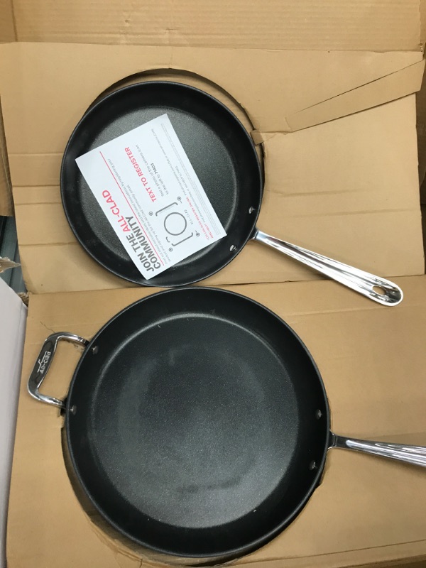 Photo 2 of All-Clad E1002S63 HA1 Hard Anodized Nonstick Fry Pan Cookware Set, 10 Inch and 12 Inch Fry Pan, 2 Piece, Grey 10-Inch and 12-Inch