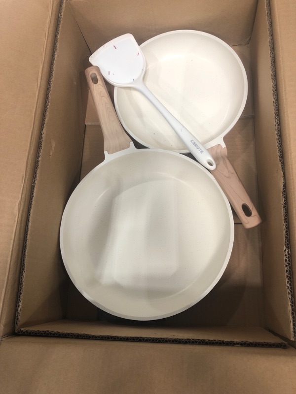Photo 1 of ***MAJOR DAMAGE - HANDLES BROKEN - SEE PICTURES***
CAROTE Pots and Pans Set Nonstick, White Granite