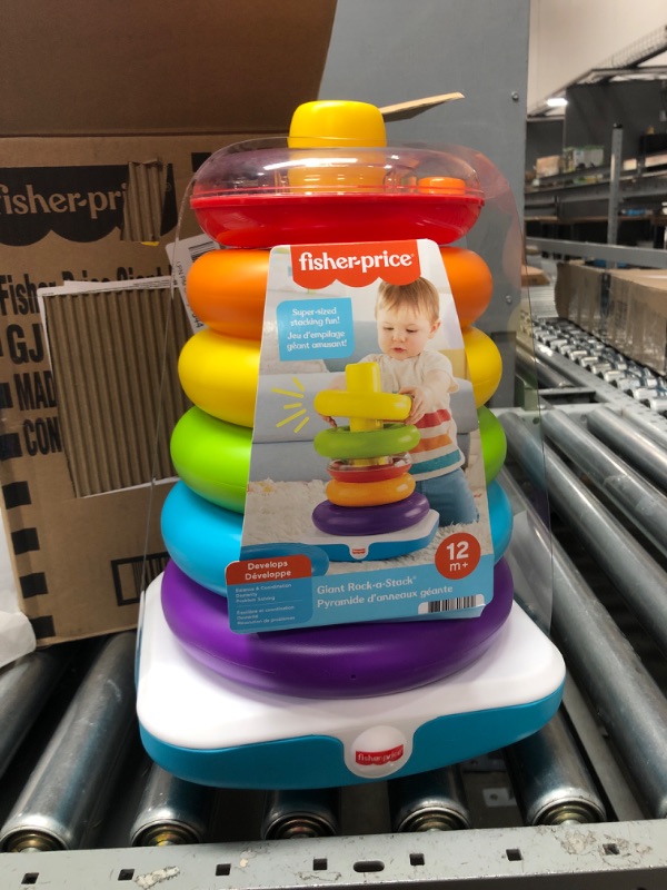 Photo 2 of Fisher-Price Toddler Toy Giant Rock-A-Stack, 6 Stacking Rings with Roly-Poly Base for Ages 1+ Years, 14+ Inches Tall