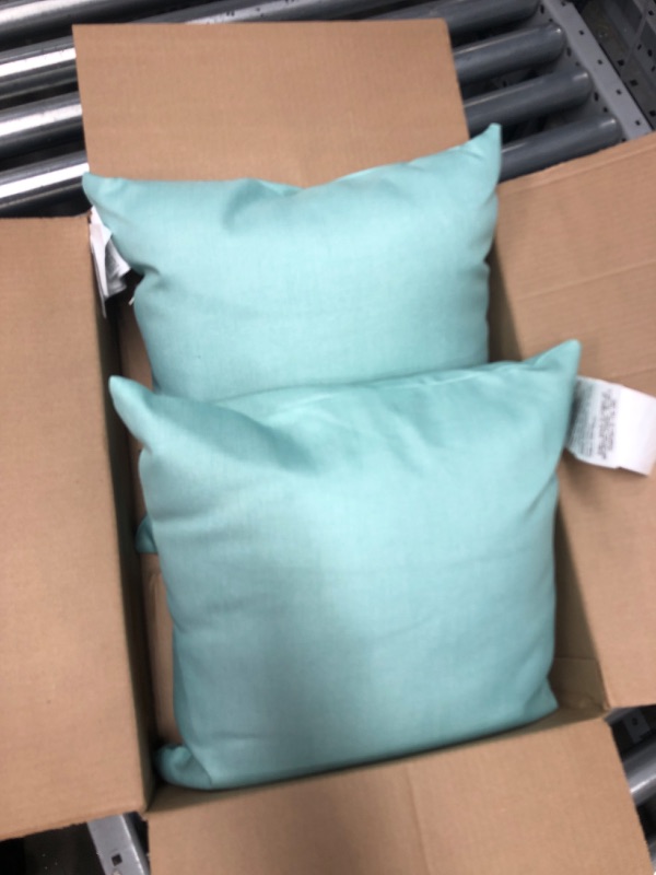 Photo 2 of * Back Cushions ONLY! * 2 Pack Arden Selections Outdoor Deep Seat Cushion Set, Water Repellant, Fade Resistant, Back Cushion for Chair, Sofa, and Couch, 16 x 16, Aqua Leala
