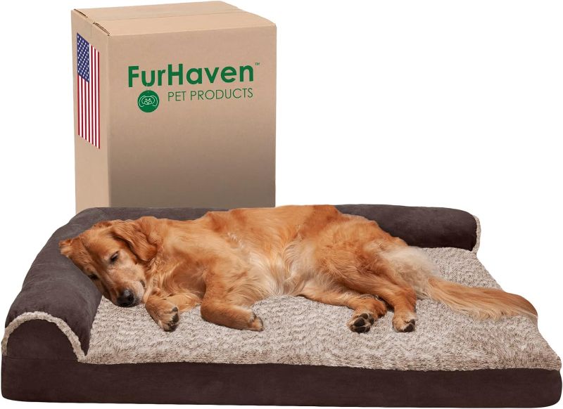 Photo 1 of 
Furhaven Orthopedic Dog Bed for Large Dogs w/ Removable Bolsters & Washable Cover, For Dogs Up to 95 lbs - Two-Tone Plush Faux Fur & Suede L Shaped...
Style:Orthopedic Foam
Size:40.0"L x 32.0"W x 8.0"Th