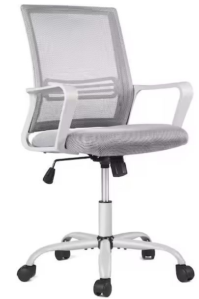 Photo 1 of Ergonomic Gray Mesh Chair Executive Home Office Chairs with Lumbar Support Armrest Rolling Swivel Adjustable Mid Back
