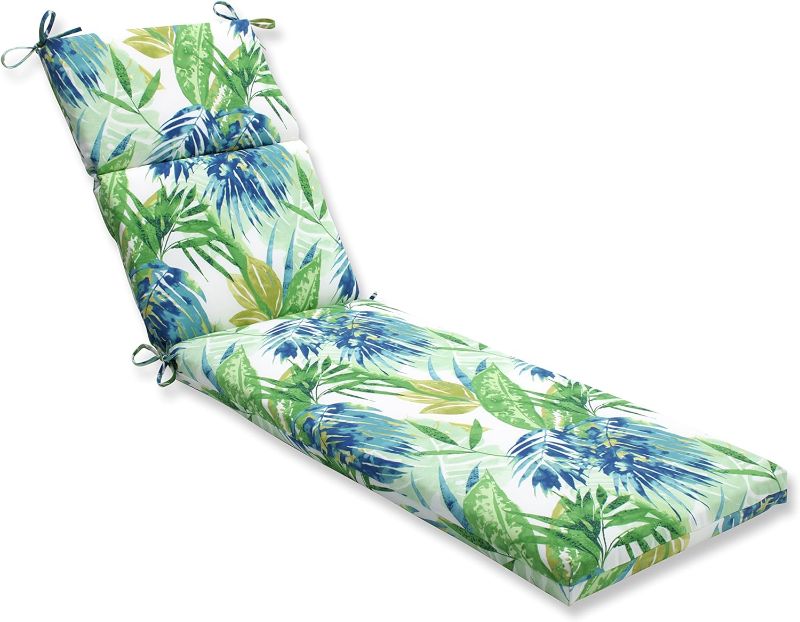 Photo 1 of 
Pillow Perfect Tropic Floral Indoor/Outdoor Split Back Chaise Lounge Cushion with Ties, Plush Fiber Fill, Weather, and Fade Resistant, 72.5" x 21",...
Size:72.5" x 21"
Color:Blue/Green Soleil