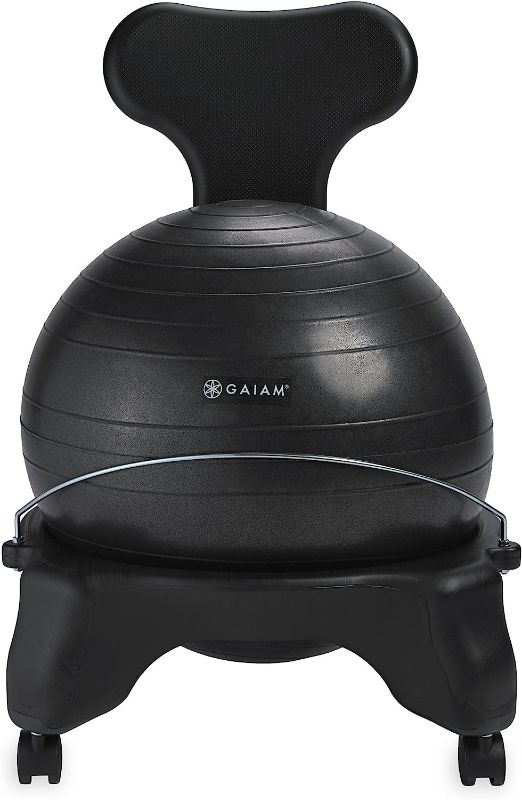 Photo 1 of 
Photo for Reference Only***Gaiam Classic Balance Ball Chair – Exercise Stability Yoga Ball Premium Ergonomic Chair for Home and Office Desk with Air Pump, Exercise Guide and...
Color:Black