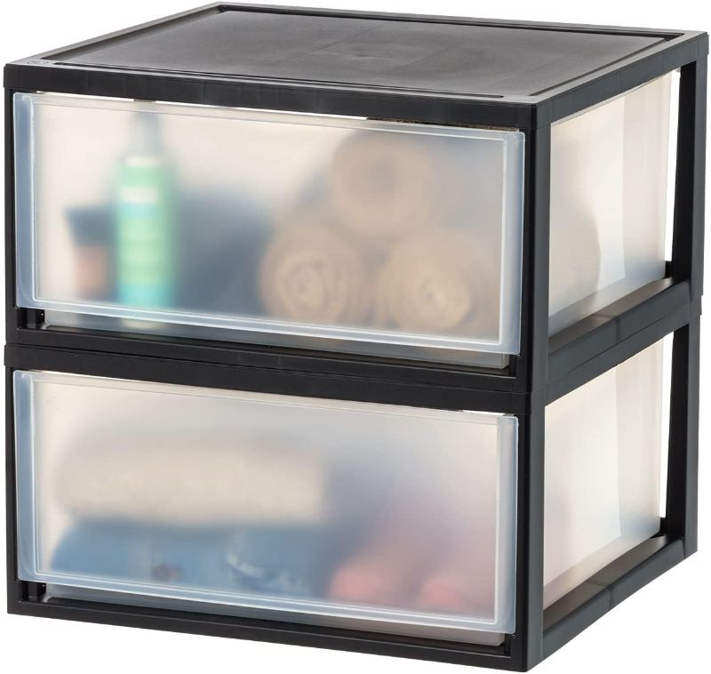 Photo 1 of 
IRIS USA 2 Pack 47qt Compact Stackable Plastic Drawers, Black
Color:Black
Size:47 Qt. - 2 Pack