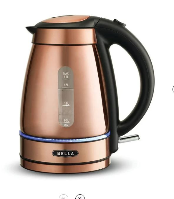 Photo 1 of Bella 1.7 Liter 1500W Cordless Electric Illuminated Glass Kettle, Copper Chrome
