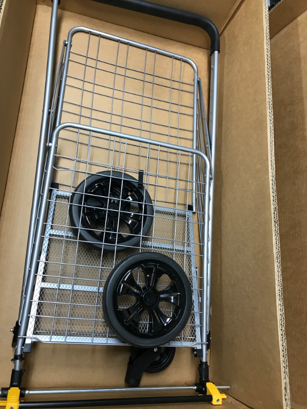 Photo 2 of 
Utility Shopping Cart Folding with 360° Wheels for Grocery, Laundry and Travel, Medium Size, 66lbs Capacity (Medium), Gray