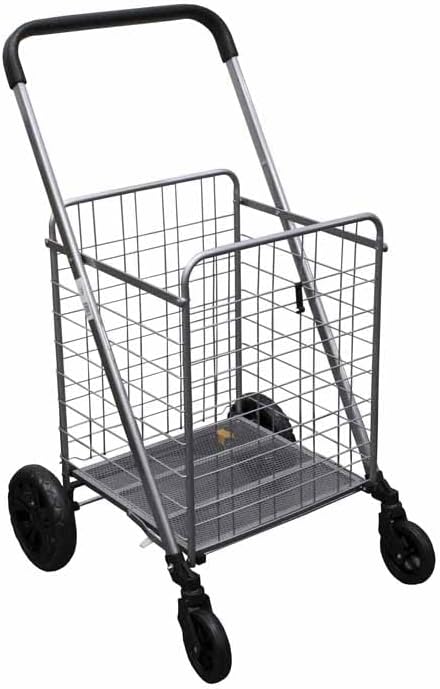 Photo 1 of 
Utility Shopping Cart Folding with 360° Wheels for Grocery, Laundry and Travel, Medium Size, 66lbs Capacity (Medium), Gray