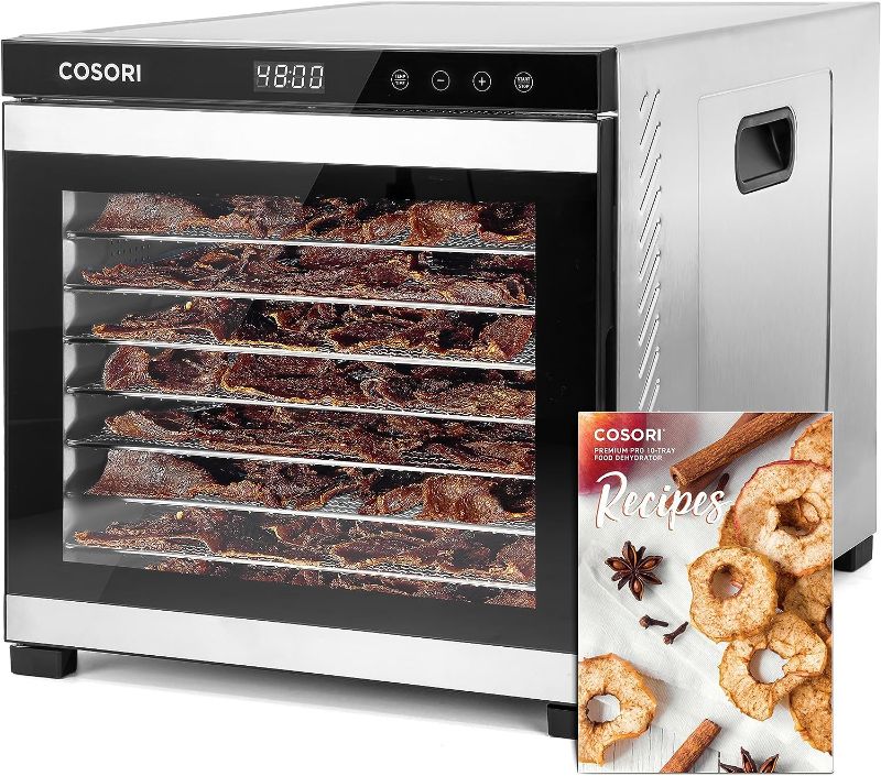 Photo 1 of COSORI Food Dehydrator for Jerky, with 16.2ft² Drying Space, 1000W, 10 Stainless Steel Trays Dehydrated Machine (50 Recipes) with 48H Timer and Temp Control, for Herbs, Fruit, Meat, and Yogurt,Silver
