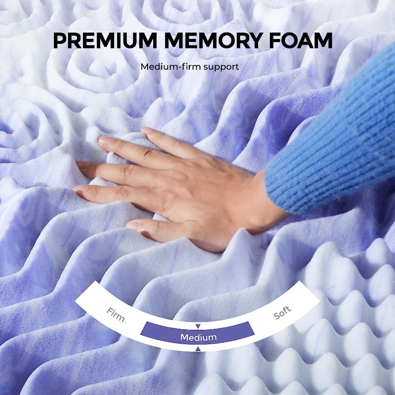Photo 1 of 
Dreamsmith 2 Inch 7-Zone Queen Memory Foam Mattress Topper, Cooling Gel Infused Foam Mattress Topper Queen for Back Pain, CertiPUR-US Certified Purple
Size:Queen
Style:2 Inch
