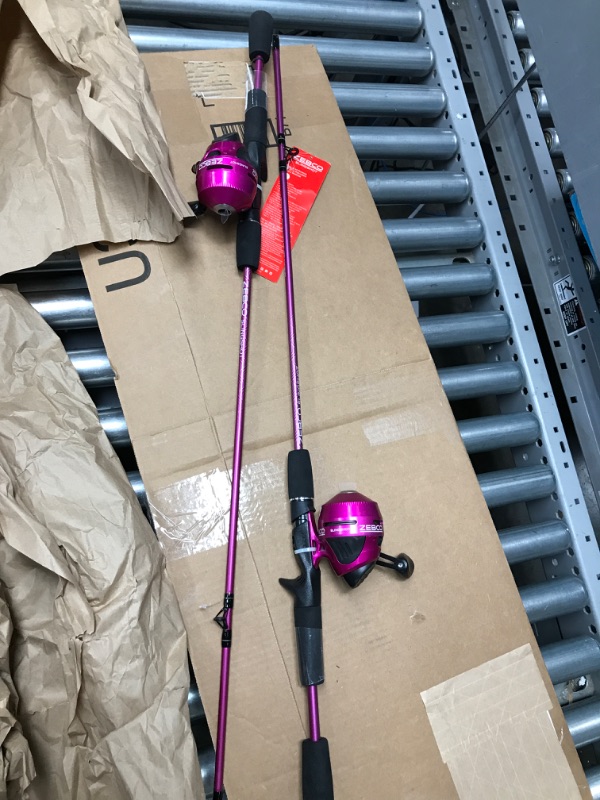 Photo 2 of 2 pack***Zebco Slingshot Spincast Reel and Fishing Rod Combo, 5-Foot 6-Inch 2-Piece Fishing Pole, Size 30 Reel, Right-Hand Retrieve, Pre-Spooled with 10-Pound Zebco Line, Purple