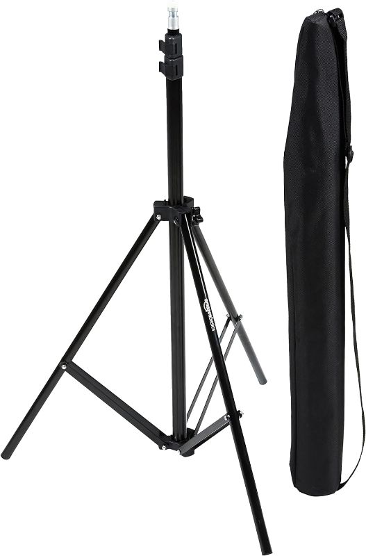 Photo 1 of Amazon Basics Aluminum Light Photography Tripod Stand with Case - Pack of 2, 2.8 - 6.7 Feet, 3.66 Pounds, Black
