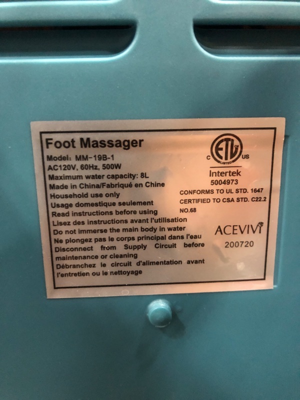 Photo 4 of ACEVIVI Foot Spa Bath Massager with Heat and Bubble Jets Electric Shiastu Massage Rollers Motorized Maize Massage Rollers Pedicure Stone Mani/Pedi Soak Tub Home Bucket Heating Foot Spa Machine