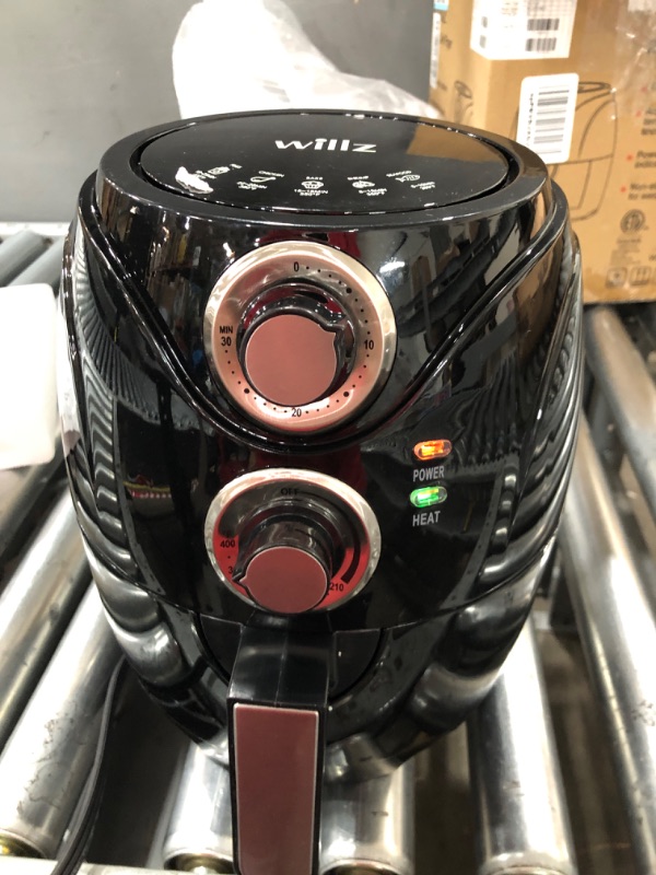 Photo 2 of Willz Small Compact Electric Air Fryer Oil Free Quick Cook with Time & Temperature Control & Auto Shut Off Feature, Non-Stick Air Fry Basket, 2.6 Quart, 1200W, Black
