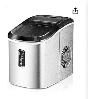 Photo 1 of ****HAS DENTS ON SIDES****EUHOMY Ice Maker Machine Countertop, 26 lbs in 24 Hours, 9 Cubes Ready in 8 Mins, Electric ice maker and Compact potable ice maker with Ice Scoop and Basket. Perfect for Home/Kitchen/Office, (Sliver)
