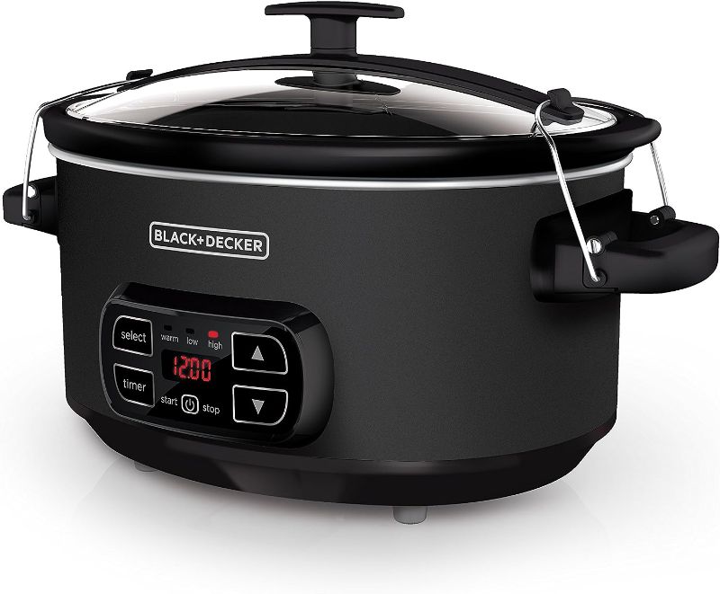 Photo 1 of BLACK+DECKER 7-Quart Digital Slow Cooker with Chalkboard Surface, Slate, SCD4007
