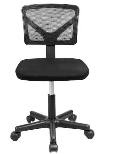 Photo 1 of NEW** Black Armless Office Chair Breathable Mesh Covering Silent Swiveling Casters Low Back Support for Computer Tasks
