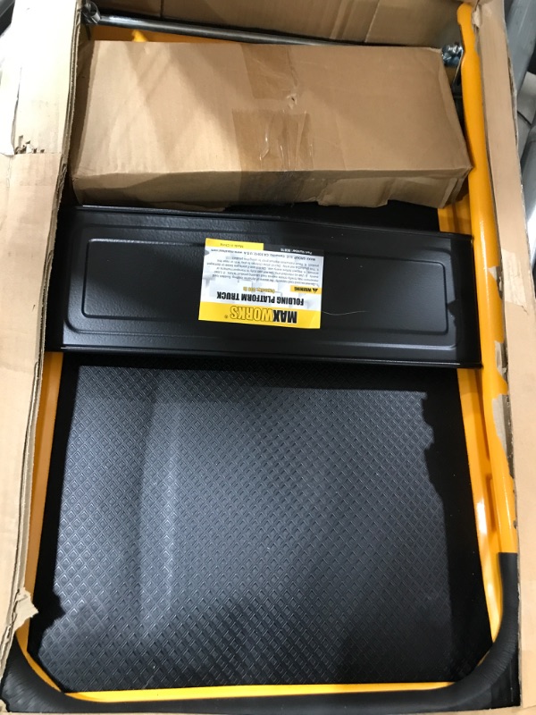 Photo 2 of ***MISSING HARDWARE FOR WHEELS** Push Cart Dolly by Wellmax, Moving Platform Hand Truck, 360 Degree Swivel Wheels with 330lb Weight Capacity, Yellow Color