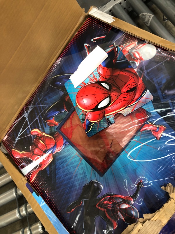 Photo 2 of Delta Children Marvel Spider-Man Kids Table Set with Storage (2 Chairs Included) Greenguard Gold Certified, Blue/Red 3-Piece Set