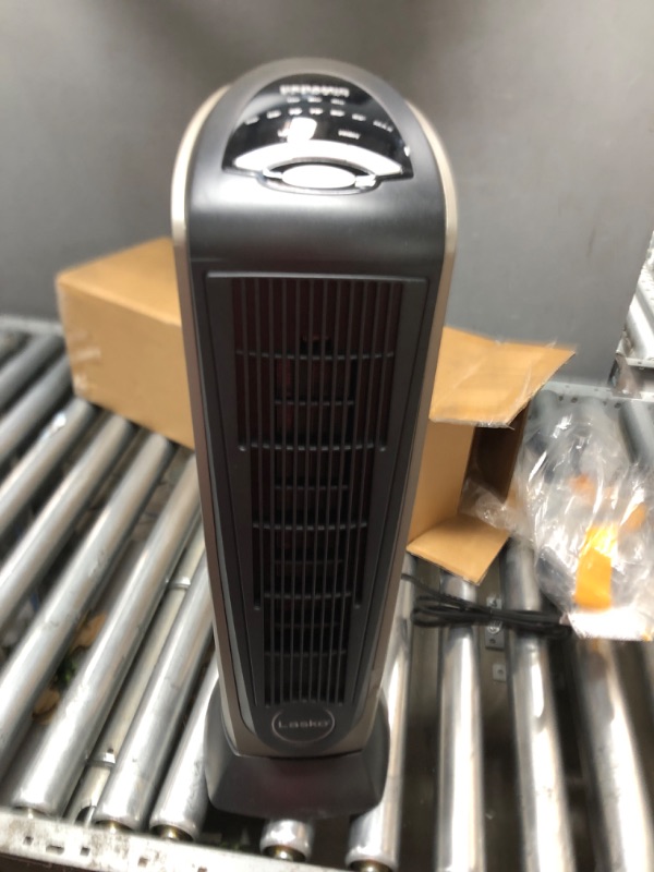 Photo 2 of Lasko Oscillating Digital Ceramic Tower Space Heater for Home with Tip-Over Safety Switch, Overheat Protection, Timer and Remote Control, 22.5 Inches, Black, 1500W, 751321
