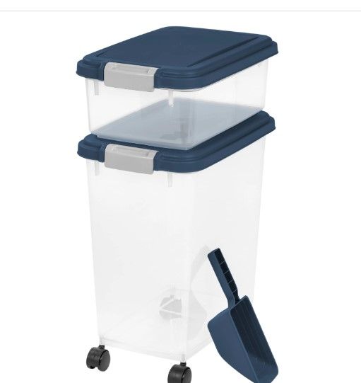 Photo 1 of 2-Piece Airtight Pet Food Container Combo, Navy Blue
