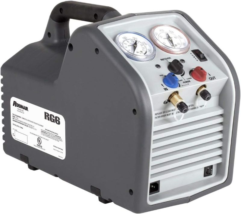 Photo 1 of Robinair RG6 Portable Refrigerant Recovery Machine - 115V AC, 60 Hz