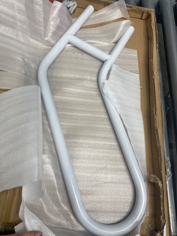 Photo 2 of 28.7” Safety Grab Bars for Stairs, Handrail for Outdoor Steps, U-Shaped Railings for 1-3 Steps, Stainless Steel Garage Railing for Garden,Yard Garage Interior or Exterior Stairway White- Round