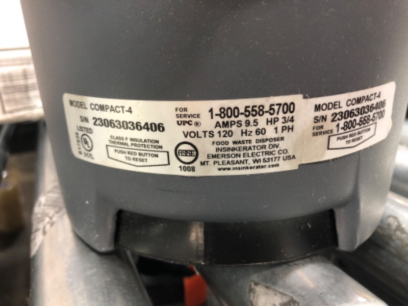 Photo 3 of **PARTS ONLY**MAKES WEIRD LOUD NOISE**
InSinkErator Evolution Compact Garbage Disposal - 3/4 HP - Black/Gray