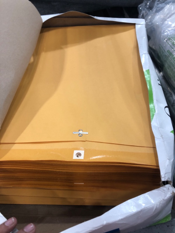 Photo 1 of Quality Park 11-1/2 x 14-1/2 Clasp Envelopes, Clasp and Gummed Closures for Storing or Mailing Large Documents, 28 lb Kraft Paper, 100 per Box (QUA37905) 11.5 x 14.5 Inches Standard Packaging