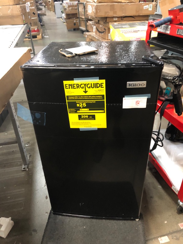 Photo 1 of Igloo IRF32BK6A 3.2 Cu.Ft. Single Door Compact Refrigerator with Freezer, Slide Out Glass Shelf, Perfect for Homes, Offices, Dorms, Black
