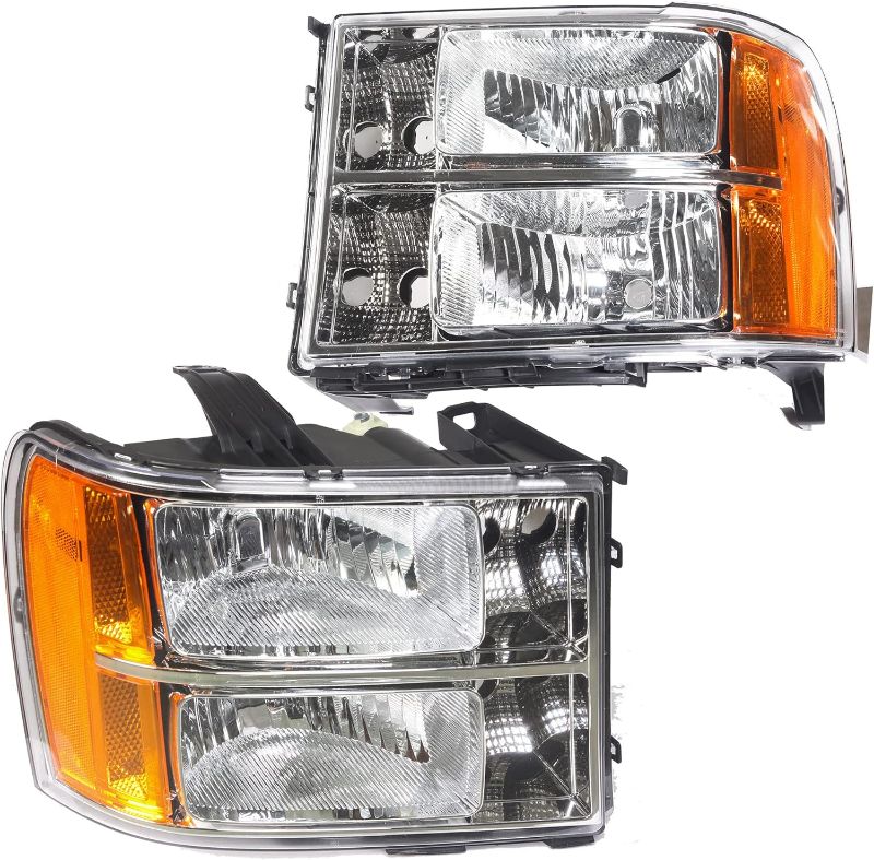 Photo 1 of 1 Pair Clear Housing Headlights Amber Corner For GMC Sierra 1500 2500HD 2007-13
