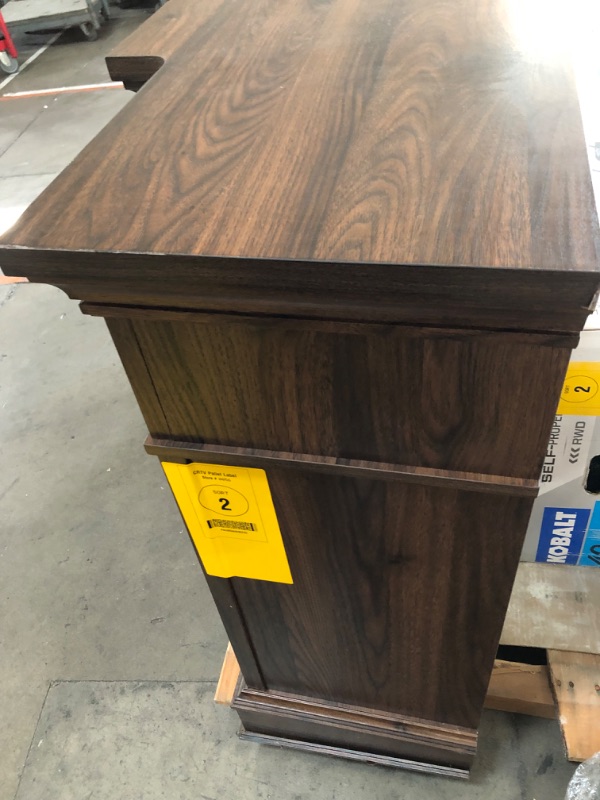 Photo 1 of allen + roth 66-in W Brown Walnut Infrared Quartz Electric Fireplace
