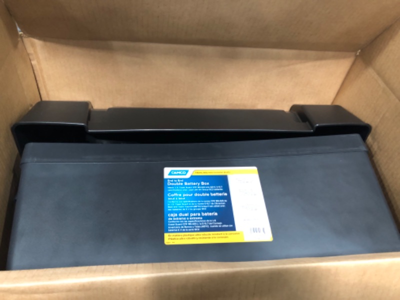 Photo 2 of Camco Heavy Duty Double Battery Box with Straps and Hardware - Group GC2 | Safely Stores RV, Automotive, and Marine Batteries | Measures Inside 21-1/2" x 7-3/8" x 11-3/16" | (55375) Frustration Free Packaging Double Battery Box