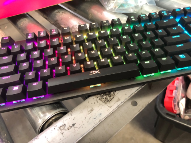 Photo 2 of HyperX Alloy Origins Core - Tenkeyless Mechanical Gaming Keyboard, Software Controlled Light & Macro Customization, Compact Form Factor, RGB LED Backlit, Tactile HyperX Aqua Switch 1` `1Black TKL HyperX Aqua Keyboard