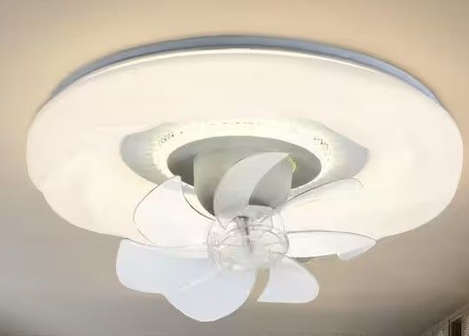 Photo 1 of 18 in. LED Indoor Modern 360-Degree Oscillating Flush Mount White Ceiling Fan with Dimmable Light and Remote APP
