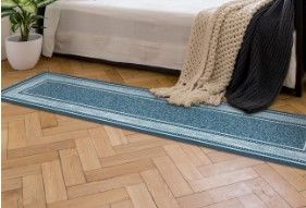 Photo 1 of 1'8 x 5' Blue Indoor Border Runner Rug