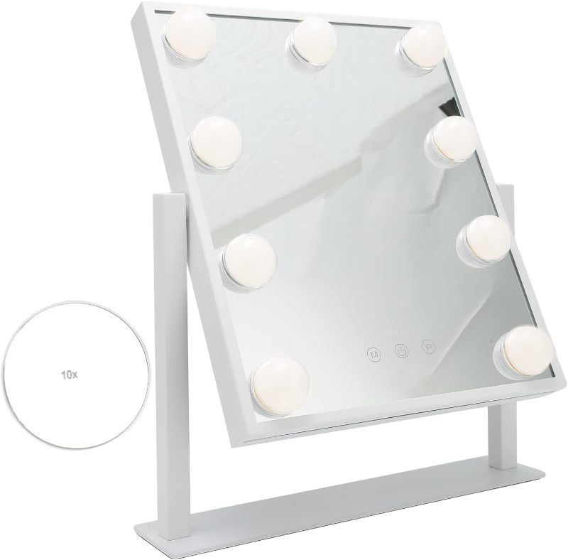 Photo 1 of 01 02 015 Vanity Mirror, 360 ° Rotation Makeup Mirror with LED Lights 3 Color Mode Lighted Vanity Mirror, for Girl Women(US)
