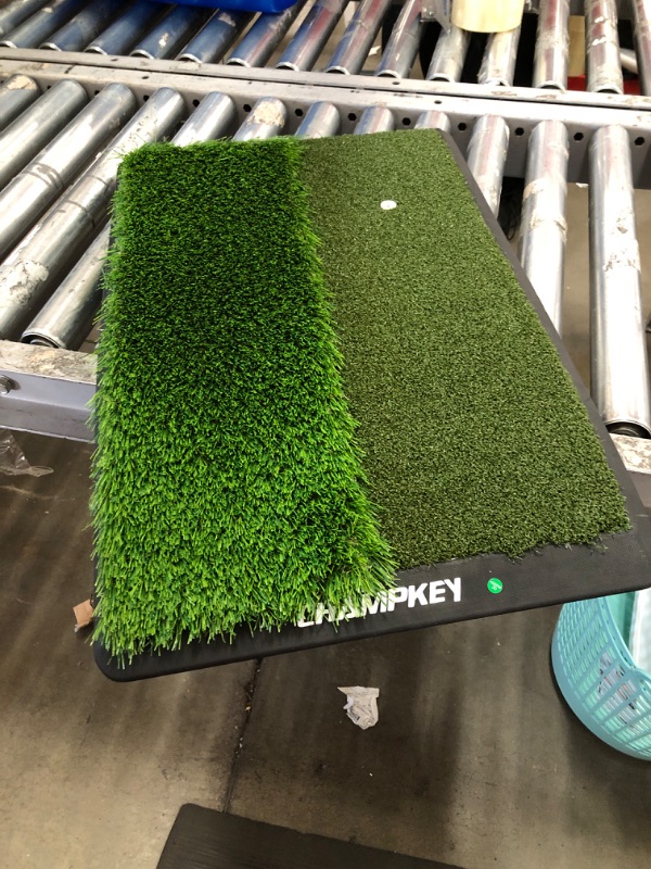 Photo 2 of ***see notes***CHAMPKEY Dual-Turf Golf Hitting Mat | Come with 9 Golf Tees & 1 Rubber Tee | Heavy Duty Rubber Backing Golf Practice Mat Ideal for Indoor & Outdoor Training
