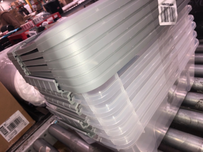 Photo 1 of Amazon Basics 12 Quart Stackable Plastic Storage Bins with Latching Lids- Clear/ Grey- Pack of 6 12 Qt. - 6 Pack