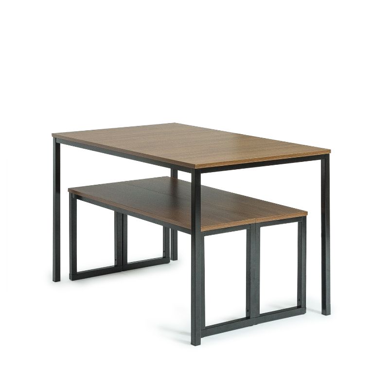 Photo 1 of *MISSING HARDWARE** Zinus Louis 48” Brown Metal Frame Dining Table with Benches, 3 Piece Dining Set

