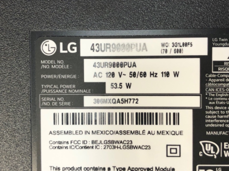 Photo 6 of LG 43-Inch Class UR9000 Series Alexa Built-in 4K Smart TV (3840 x 2160),Bluetooth, Wi-Fi, USB, Ethernet, HDMI 60Hz Refresh Rate, AI-Powered 4K
