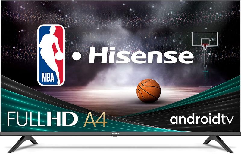 Photo 1 of Hisense A4 Series 40-Inch Class FHD Smart Android TV with DTS Virtual X, Game & Sports Modes, Chromecast Built-in, Alexa Compatibility (40A4H, 2022 New Model) Black
