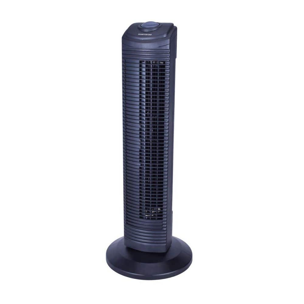 Photo 1 of 28 in. 3 Speed Oscillating Tower Fan in Black
