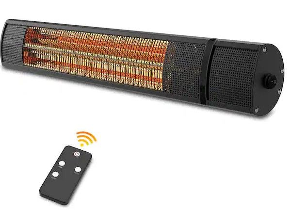 Photo 1 of 1500-Watt Wall Mounted Outdoor Metal Electric Patio Heater with Remote Control
