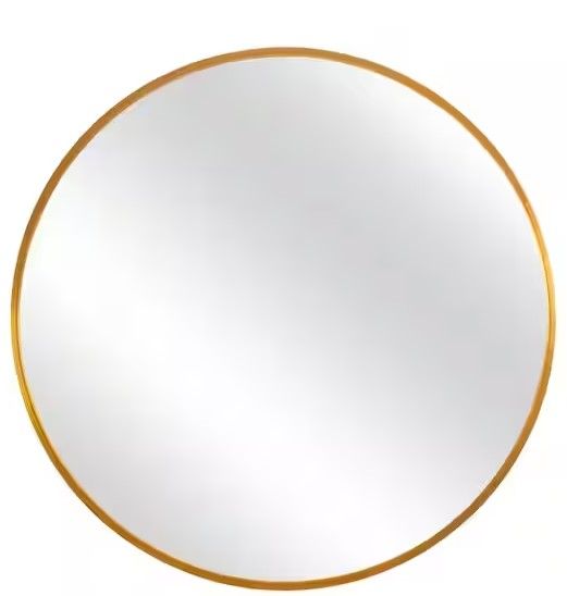 Photo 1 of 28 in. H x 28 in. W Aluminum Alloy Framed Medium Round Gold Classic Accent Mirror
