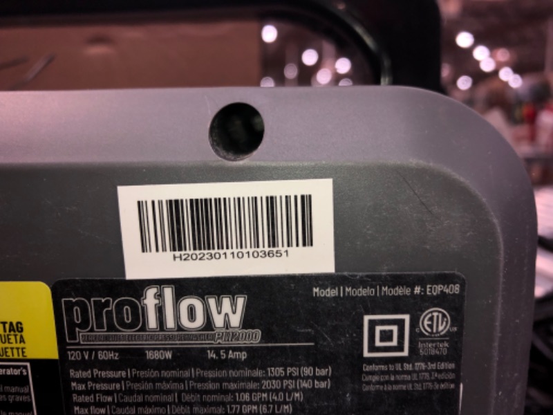 Photo 4 of *MISSING ITEMS//POWERS ON* Chemical Guys EQP408 ProFlow Performance Electric Pressure Washer PM2000, 14.5-Amp Motor 2030 Max PSI, 1.77 GPM, Includes 5 Full Range QC Tips, Cleans Cars,...
